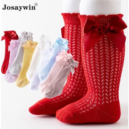 Summer Spring Newborn Socks Baby Girls Kids for Christmas Winter Bow Mesh Knee High Non-slip Skarpetki Lolita Princess Knee sock