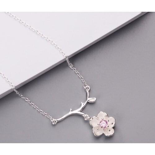 REETI New Arrivals real 925 Sterling Silver Crystal flower Necklaces Pendant Hot Sale Pure Silver Jewelry for Women
