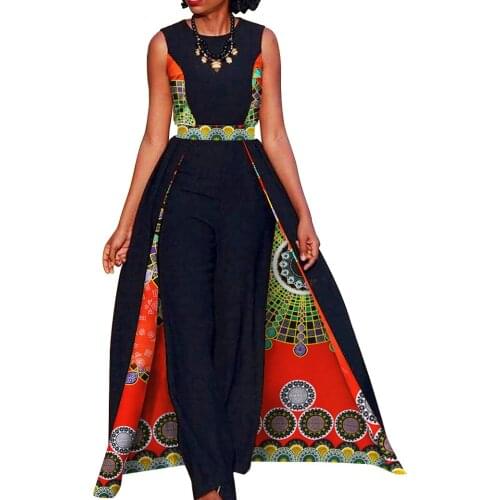 Stock Size Low Price Summer Elegant Womens Rompers Jumpsuit Sleeveless Rompers Jumpsuit Long Dashiki Pants BRW WY729