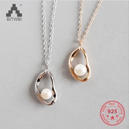 Real 925 Sterling Silver Slide Pendant For Women Natural Freshwater Pearl Hollow Necklace Fine Jewelry