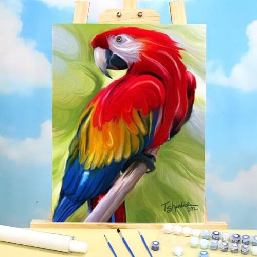Animal Bird Parrot Paint By Numbers Set Acrylic Paints 50*70 Canvas Pictures Handmade For Kids Wall Wholesale