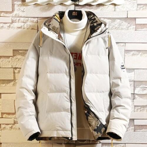 Winter Mens Parka Hooded Zipper Solid Thick Warm Wind Proof Simple Casual Style Large Size Male Cotton Coat