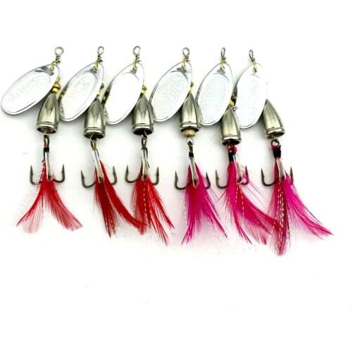 10pcs Hot Sale Spoon Metal Fishing Lures 7cm 8.3g Set Spinner Baits CrankBait Bass Bait Fishing Tackle With Feather Hook