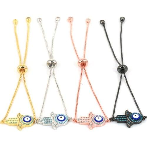 2017 New Fashion Pave CZ Hand Eye Charm Bracelet Bead Braided Macrame Bracelet For Men Women Jewelry 4pcs