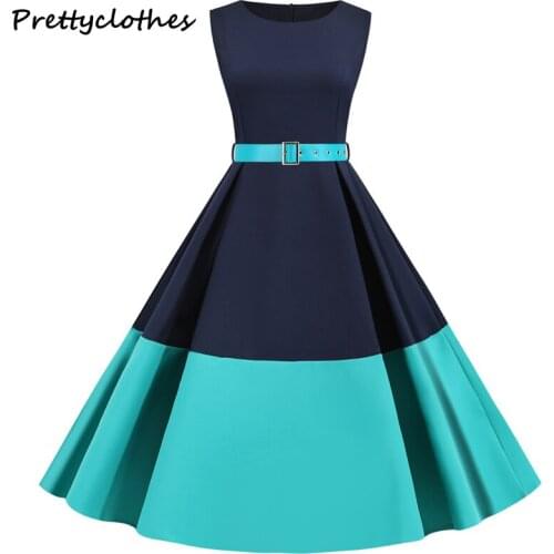 2021 Hot Sale Summer Round Neck Sleeveless Color Matching Casual Party Dress Dresses Summer Clothes Plus Size Women Clothing