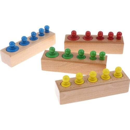4 Sets Wooden Montessori Knobbed Cylinder Socket Child Early Educational Toy