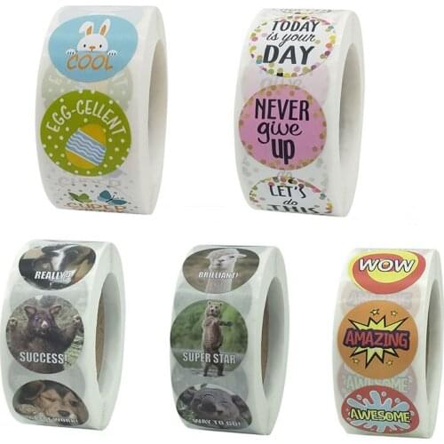 500PCS Reward Sticker Kids Teacher Cute Animal Inspirational Sticker Office Stationery Decoration Label Sealing Sticker