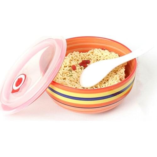 6INCH Noodle Bowl with Sealing Cover Soup Salad Bowl Ramen Bowl