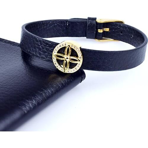 Fashion Geometric CZ Cubic Zircon Charm Bracelet for Male Women Jewelry Watch Belt Classic Wrap Leather Bracelet