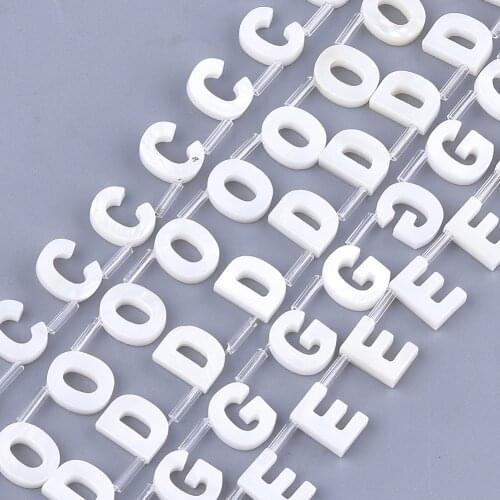 50pcs Mixed 26 Alphabet A~Z Freshwater Shell Beads Top Drilled Beads for jewelry making Bracelet Necklace Decor Accessories