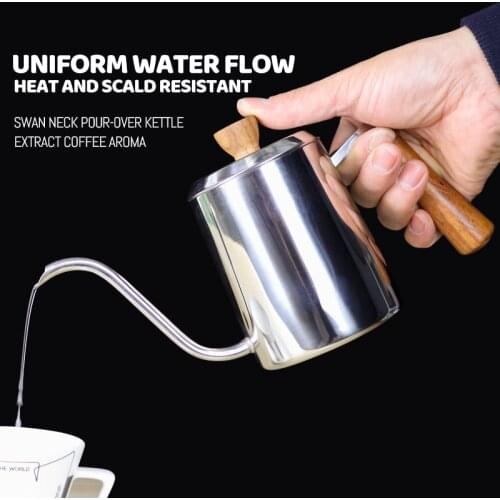 Wooden Handle Long Spout Kettle Swan Neck Pour-Over Kettle 350ML/600ML Swan Neck Kettle
