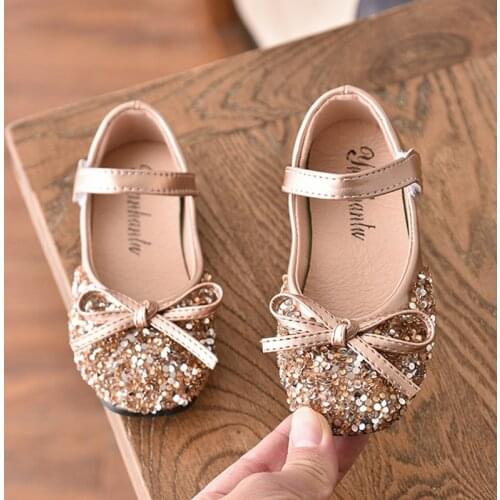 Children Shoes 2021 New Girls Princess Leather Shoes Sequins Rhinestones Shining Girls Party Wedding Kids Shoes