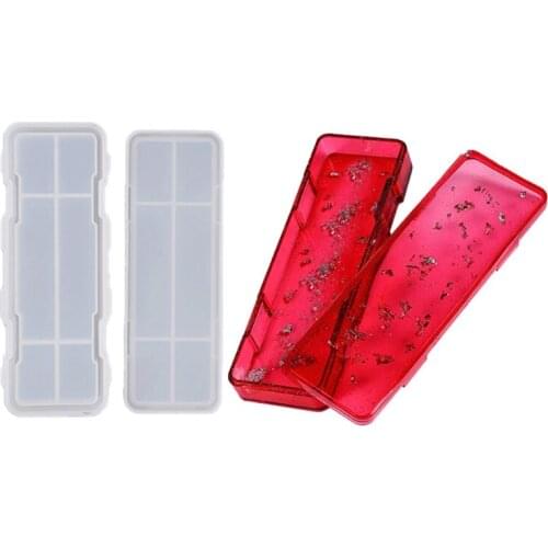 Pencil Box Mold Silicone Small Storage Container Square Mold Epoxy Resin Casting Jewelry Domino Box Mold Diy Craft T84A