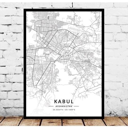 Kabul Afghanistan Map Poster