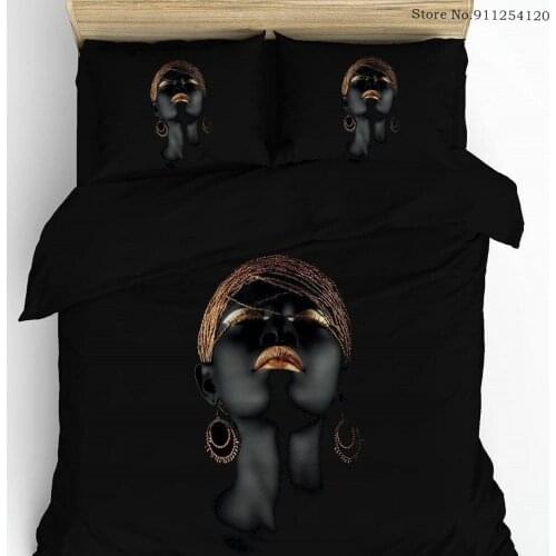 African Woman Bedding Sets 2/3 Piece Bed Linen Set for Girls Teens Sexy Lady Bed Cover Single Double Queen King Size Bed Cover