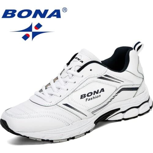 BONA 2019 New Designers Cow Split Running Shoes Men Zapatillas Hombre Deportiva High Quality Men Trainer Sneakers Man Footwear