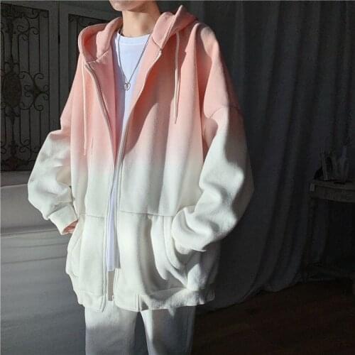 Gradient color jacket 2021 new Korean style trendy goth casual jacket colorblock oversized jacket women coats and jackets women