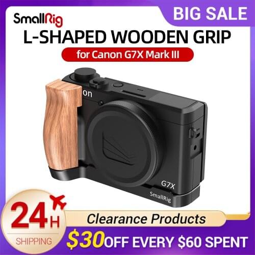 SmallRig L-Shaped Wooden Grip for Canon G7X Mark III W/ 1/4 Thread Holes for Tripod Connected Vlog Vlogging Rig 2445