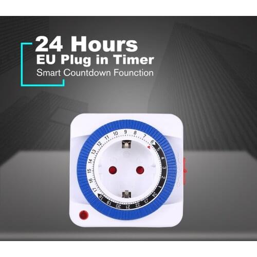24 Hours Timer Plug in Mechanical Grounded Programmable Timer Switch Smart Countdown Switch Socket Indoor Auto Power off 250V