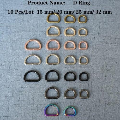 10 Pcs/Lot 15mm 20mm 25mm 32mm Metal D Rings D-Shaped Belt Buckles DIY Dog Collar Straps Bags Sewing Accessories DR39507