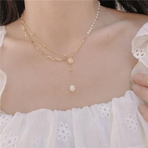 Fashion Cameo Pearl Collarbone Chain For Womens Jewelry Vintage Multilayer Luxury Clavicle Choker Necklace Girls Party Gift