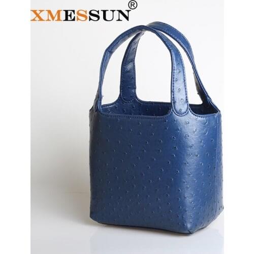 XMESSUN Fashion Women Bag Winter Bucket Bag Women Ostrich Leather Shoulder Bags Brand Designer Ladies Crossbody Messenger Bag