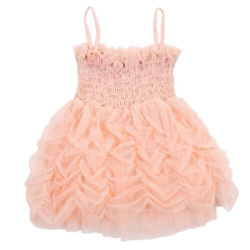 Fashion Toddler Kids Baby Girl Solid Sleeveless Formal Mesh Princess Summer Pink Tutu Bubble Party Dress Clothes 1-6Y
