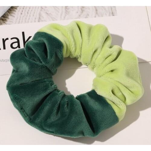 Trendy Contrast Color Velvet Scrunchies Women Winter Elastic Hair Bands For Hair Accessories Ornament Rubber Band Ponytail Hold