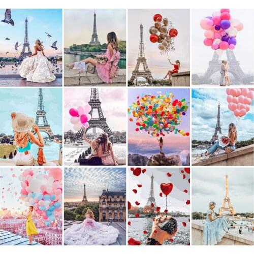 AZQSD Paint By Numbers For Adults Girl Balloon City Hand Paind Kit Canvas Painting By Numbers Landscape Home Decoration