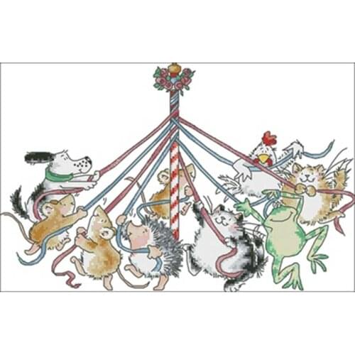 Carousel of small animals counted 11CT 14CT 18CT DIY Cross Stitch Sets wholesale Cross-stitch Kits Embroidery Needlework