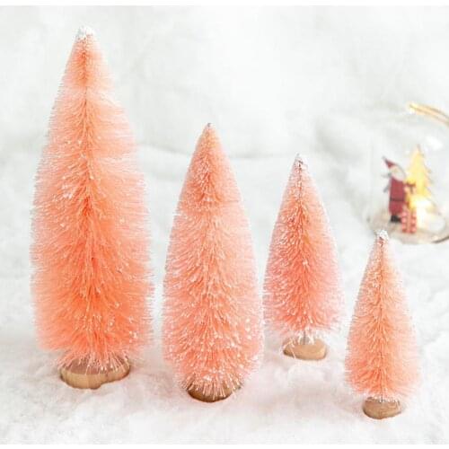 Desktop Xmas Tree Decorative Multifunctional Exquisite Pink Flocking Miniature Christmas Tree for Table Small flocking tree