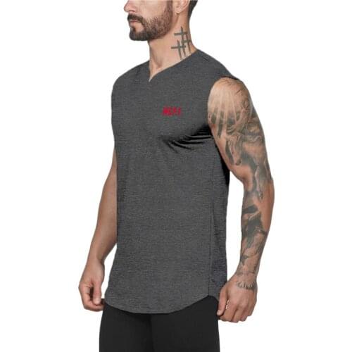 New Mens Gym Workout Tank Top Musculation Clothing Bodybuilding Fitness Running Training Singlets Sports Sleeveless V-Neck Vest