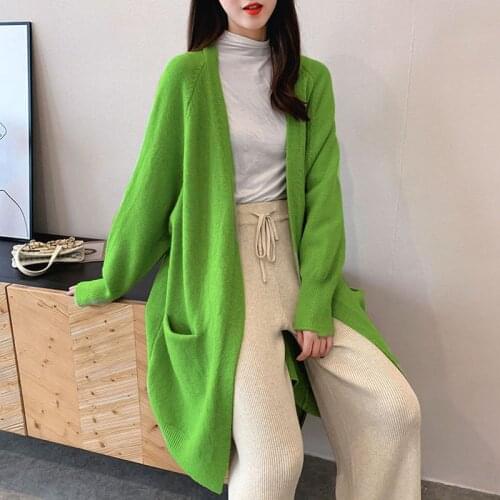 OHRYIYIE Autumn Winter Long Sleeve Loose Cardigan Women 2020 Casual Knitted Sweaters Female Long Thick Warm Coat Lady Pull Femme