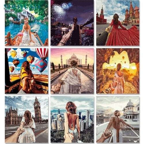 SDOYUNO Scenery Paint By Numbers 60x75cm Oil Painting By Numbers On Canvas Landscape Frameless DIY Hand Painting Home Decor