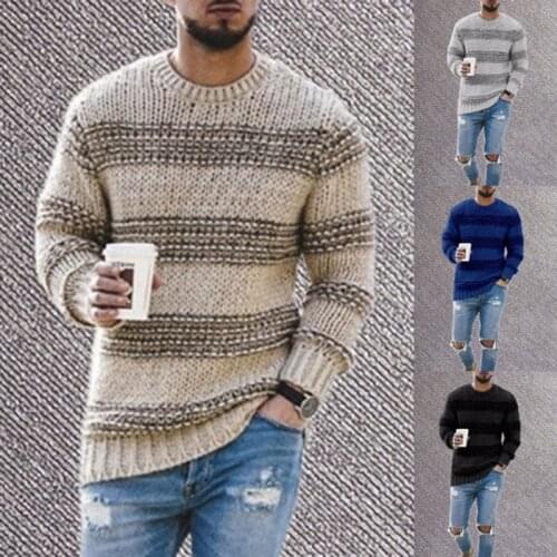 Striped Knitted Sweater Men 2020 Autumn O Neck Mens Knitwear Pullover Casual Slim Fit O Neck Knitting Jumper Sweaters