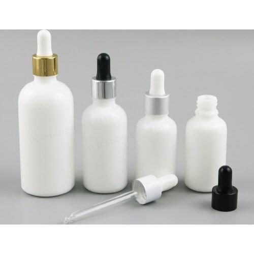 12 x Refillable Natural White Glass Dropper Bottles 1oz Empty Glass Piepette Dropper Container 30ml 50ml 100ml