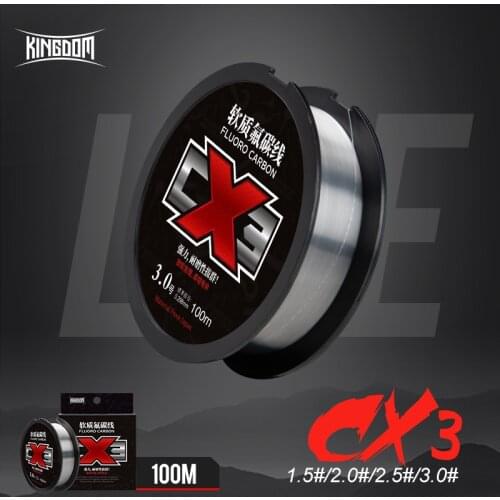 Kingdom CX3 Soft Fluorocarbon Coating Fishing Lines 100M 100% Monofilament Japanese Fiber Leader&Main Sinking Line Carp Fishing