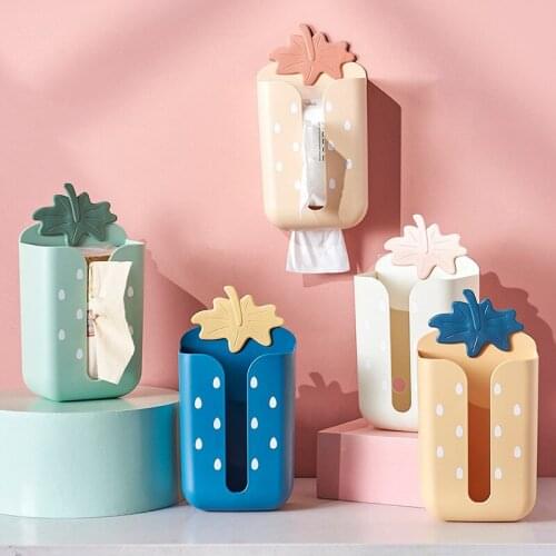 Cute Wall Mounted Tissue Box Punch-free Napkin Holder Paper Towel Storage Box Cover Napkin Holder Toilet Kitchen Tissue Canister