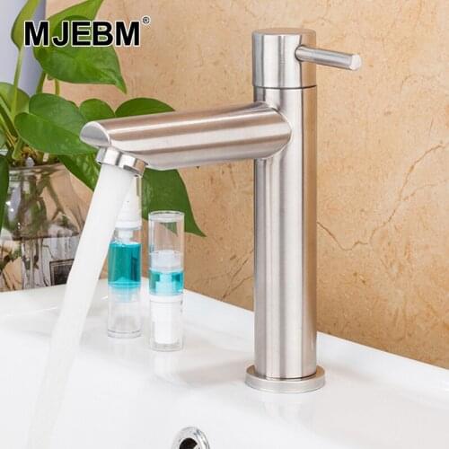 MIEBM basin faucet bathroom stainless steel corrosion-resistant single cold faucet single hole basin faucet