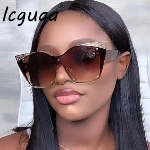 Fashion Oversized Sunglasses One Piece Cat Eye Eye Glasses Hollow Frames Glasses Gafas Oculos Sunglasses