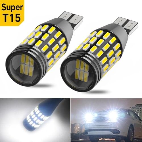 A Pack Super Bright 2400LM T15 W16W LED No Error 4014SMD 921 912 LED Lamp for Car Back up Reverse Light CANBUS 6500K White Amber