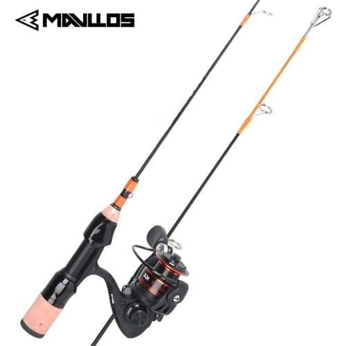 Mavllos Ultralight Ice Fishing Rod Reel Set Combo 8+1 Bearings Fishing Reel 2 Sections 52.5cm Portable Winter Fishing Tackle