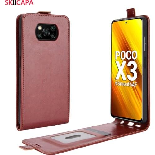 For xiaomi MI POCO X3 NFC Case Vertical Leather Flip Phone Cover for mi POCO X3 Global Version UP Down FLip Cases Leather Cover