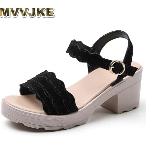 MVVJKE 2021wave high-heeled womens single shoes sandals with a buckle increased by 6.5 cm outdoor fashion sandals
