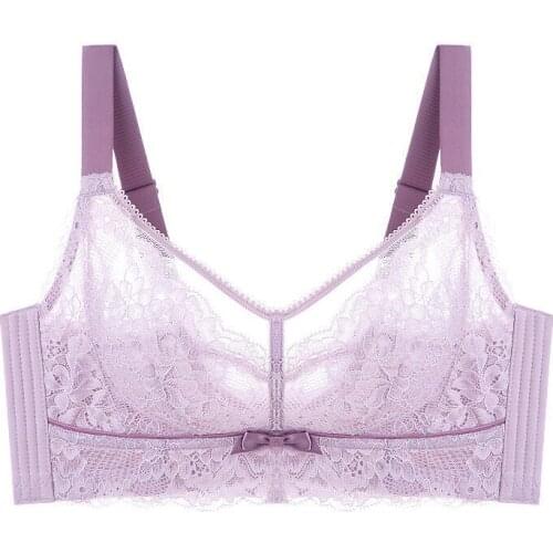 Women Full Coverage Wire Free Non-Foam Lace Bra 34 36 38 40 42 B C D E