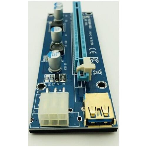 10PCS Golden VER009S PCI Express PCIE PCI-E Riser Card 009s Molex 6Pin to SATA 1X 16X USB3.0 Extender Adapter LED for BTC Mining