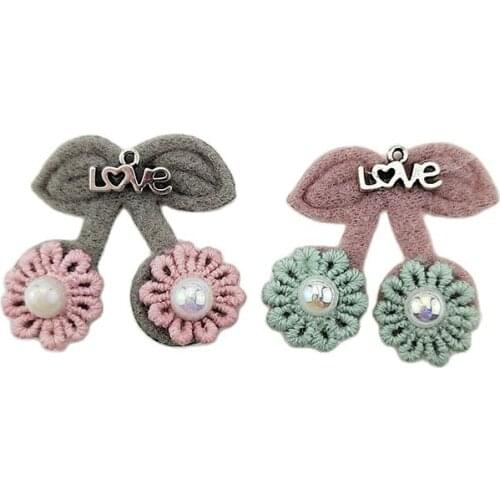 16Pcs/Lot 3*3.2CM Cartooon Cherry Applique For DIY Baby Clothes Sock Ornament Headwear Hair Clips Accessories Patches