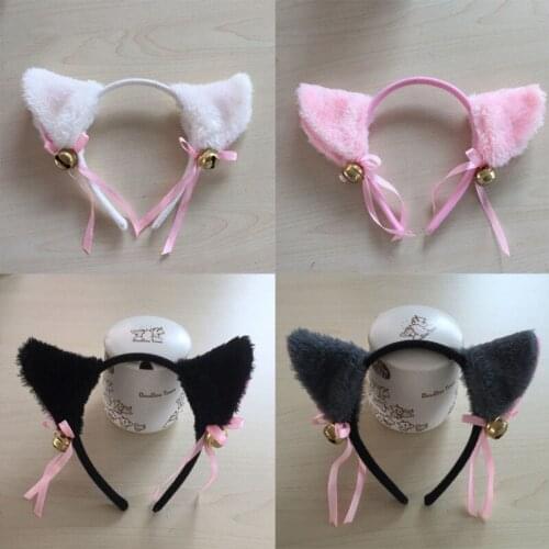 19 Colors Beautiful Masquerade Halloween Cat Ears Cosplay Cat Ear Anime Party Costume Bow Tie Bell Headwear Headband Anime