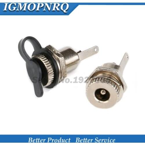 2 Pairs DC099 DC Power Socket Female Panel Mount Connector Metal DC-099 Open Hole 11MM 5.5*2.1mm/5.5*2.5mm with Waterproof Cap