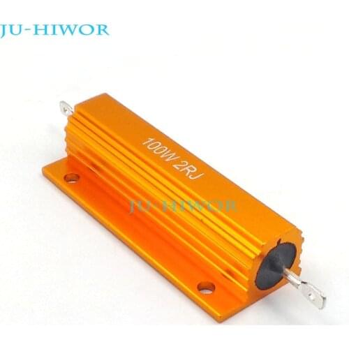 2pcs/lot) RX24 2 Ohm 2R 100W 100Watts Aluminium Housed High Power Resistor Metal Shell Heatsink Resistor 2ohm Resistance